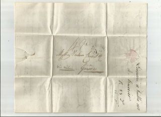 1817 Stampless Folded Letter: Livorno,  Italy To Genova Black Sl