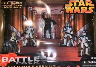 Star Wars 3 3/4 Action Figures Jedi Temple Assault Battle Pack Vader 501st