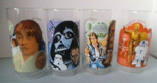 Coca Cola Burger King 1977 Star Wars Collectible Glasses,  Set Of Four,