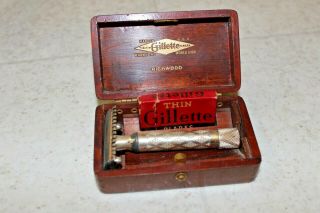 1920  S Gillette Richwood Safety Razor Silver Plated