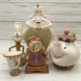 2001 Disney Beauty & The Beast 10th Anniversary Ceramic Tea Set