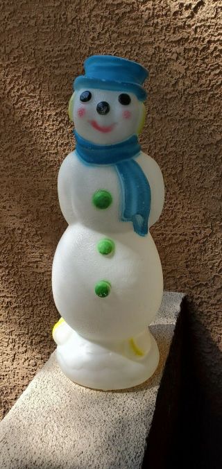 Rare Vintage 1969 Empire Blow Mold Christmas Snowman Blue Hat Neon 20 "