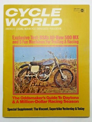 Cycle World April 1971 Bsa 500 Mx Honda Sl125 Kawasaki 125 Enduro Montesa