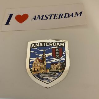 Amsterdam Stickers Holland Europe Vintage 80’s Rare Love Water Boat Ship Flag