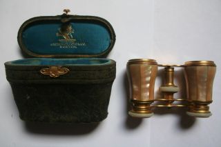 Opera Glasses With Case Vintage Mother Of Pearl Andrew J Lloyd & Co Boston 528