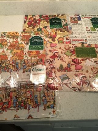 Vintage Hallmark Christmas Wrapping Paper Assorted 6pkgs