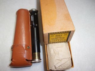 Vintage Dietzgen Lock 6” Hand Level Leather Case Surveyor Tool