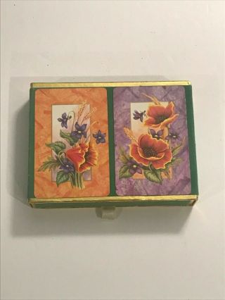 Congress Vintage Double Deck Playing Cards W/box Floral Design