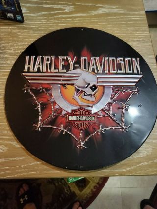 Ande Rooney Harley - Davidson Gearhead Skull Tin 2009 - 14 " Diameter