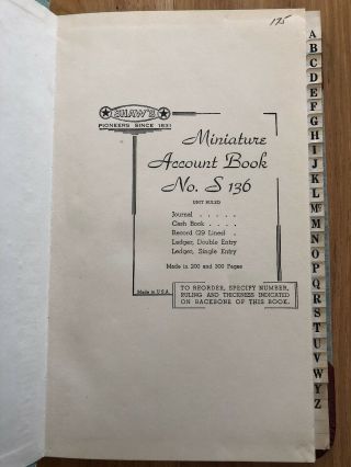 Vintage Shaw’s Record Account Book A - Z 2