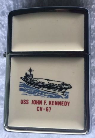 Rare 1980 Zippo Uss John F Kennedy Cv - 67 Panel Lighter In Great
