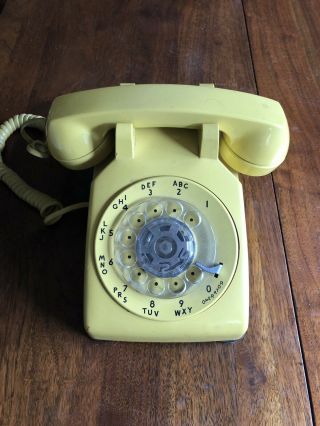 Vintage Bell Yellow Rotary Telephone Phone In