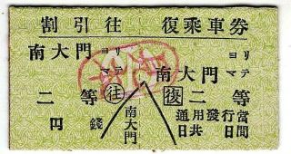Railway Ticket: South Manchuria Railway,  2nd Return,  1930 