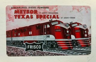 Rare Frisco Meteor Texas Special Railroad 1948 Pocket Calendar