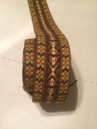 Vintage 60s 70s Hippie Bohemian Woven Embroidered Guitar Strap Inv Aa