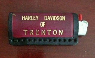 Collectible Harley Davidson Of Trenton Leather Lighter Case
