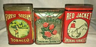 ANTIQUE ROSE LEAF CHEWING TOBACCO FLAT POCKET TIN ENGRAVED COMPASS FROG CAN RARE 7