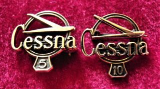 Vintage 5 And 10 Year Cessna Aircraft Co Employee Service Pins 10kt Gf Pin Back