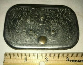 Antique Century Chewing Tobacco Flat Pocket Tin Engraved Can Combination Lock