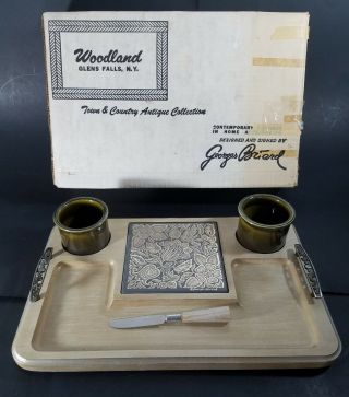 Vtg Mid Century Woodland Georges Briard Cheese & Cracker Serving Tray 8706 Usa