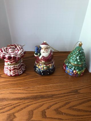 Mr.  Christmas Hinged Porcelain Animated Music Box Ornaments Set Of 3