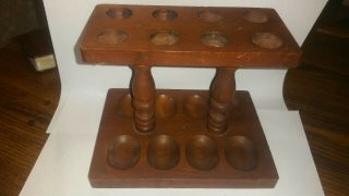 Vintage Pipe Stand Decatur Industries Walnut Wood Rack Holds 8 Tobacco
