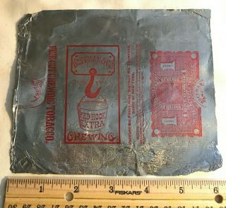 Antique Hoffman Red Hook Extra Chewing Tobacco Tin Foil Wrapper York Unusual
