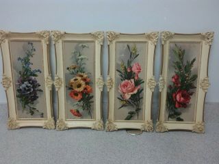 Set Of 4 Mid Century Turner Wall Accessories Floral Prints