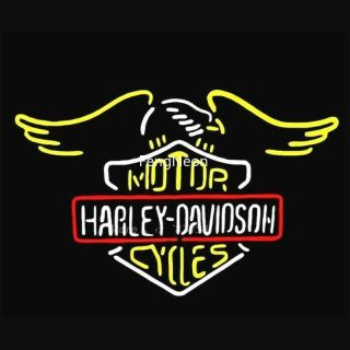 24 " X22 " Harley - Davidson Usa Eagle Motorcycle Bike Real Neon Sign Beer Bar Light