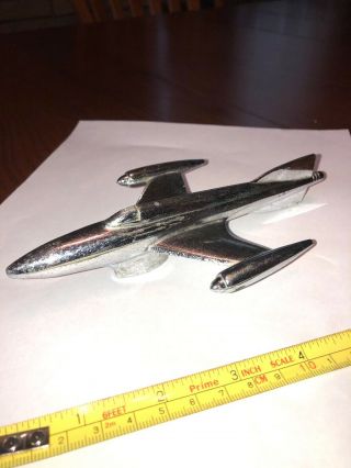 Vintage 1940’s Rare Lucien Ring “the Jet Airplane” Chrome Hood Ornament