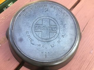 Vintage Griswold No.  7 Large Block Logo Cast Iron Skillet With Heat Ring 701 B
