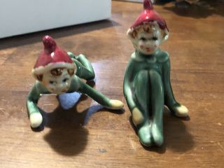 vintage pixie elf figurines ceramic Green 2