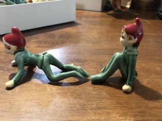 vintage pixie elf figurines ceramic Green 3