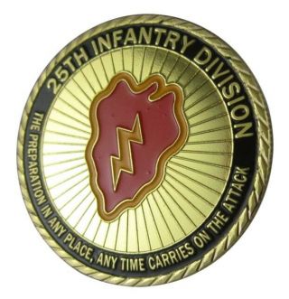 U.  S.  United States Army | 25th Infantry Division | Gold Plated Challenge Coin