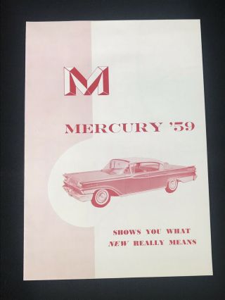 Vtg 1959 Mercury Chicago Car Dealers Advertising Brochure
