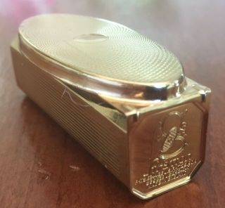 Vintage Stratton England Gold Brass Lipstick Holder Flip Mirror Box