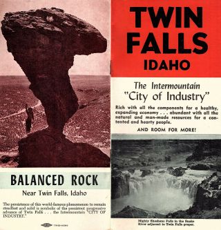 Twin Falls Idaho Vintage 1950s Brochure Black & White Photos Statistics Map
