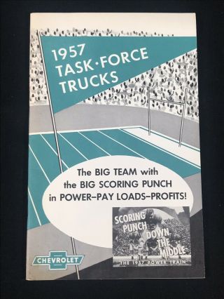 Vtg 1957 Chevrolet Chevy Trucks Advertising Sales Brochure Booklet Football Cove
