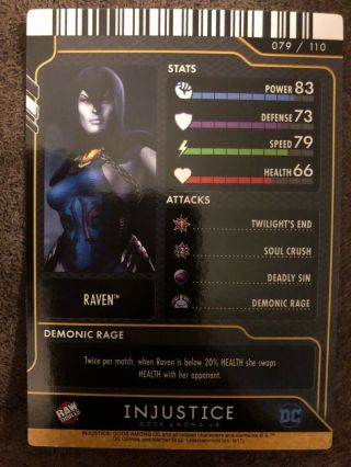 Injustice Arcade Dave and Busters Gold Card 79 Raven FOIL 2