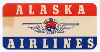 Alaska Airlines Red White & Blue Aviation Vintage Airline Luggage Baggage Label