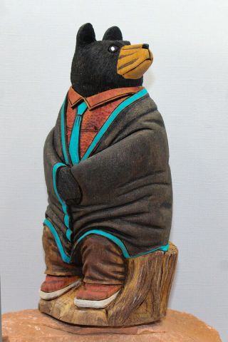 Navajo Folk Art - Sitting Black Bear Man By Ray Lansing - Native American