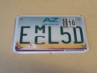 Us License Plate Expired Arizona Motorcycle " E Mc L5d "