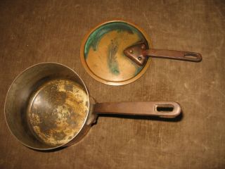Antique Vintage Copper Pot Pan Professional Cookware FRANCE Iron Handle w Lid 6 