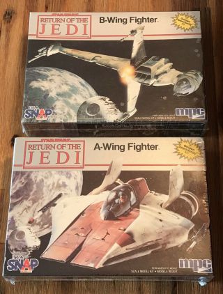 2 Vintage Return Of The Jedi A & B Wing Fighter Model Kit 1983 Star Wars