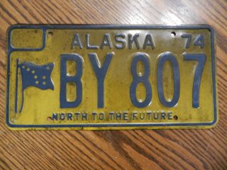 Alaska License Plate Tag 1974 By807 Alaska Flag,  North 2 The Future