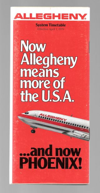 1979 Allegheny Airlines System Timetable - April 1,  1979