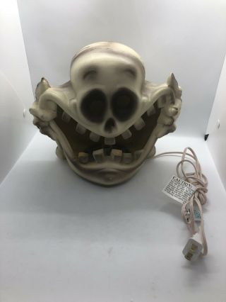 Vtg Gemmy Halloween Foam Skeleton Skull Funny Face Jack O Lantern Light Pumpkin