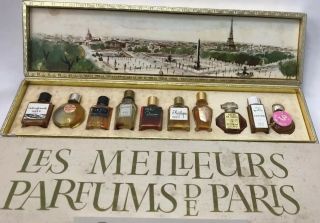 Mini Perfume Bottle Set of 10 LES MEILLEURS PARFUMS DE PARIS 1950 ' s 2