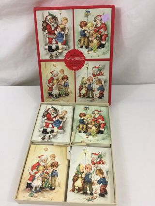 Vtg Box (11) Mid Century Hallmark Kids Christmas Cards Made West Germany
