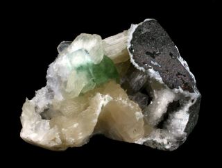 Natural Green Apophyllite Stilbite Minerals Specimens India F 2156